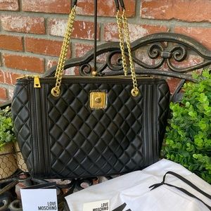Love Moschino Quilted Handbag; Borsa Napa Pu Trapuntata Nero; Dust Bag; New W/T